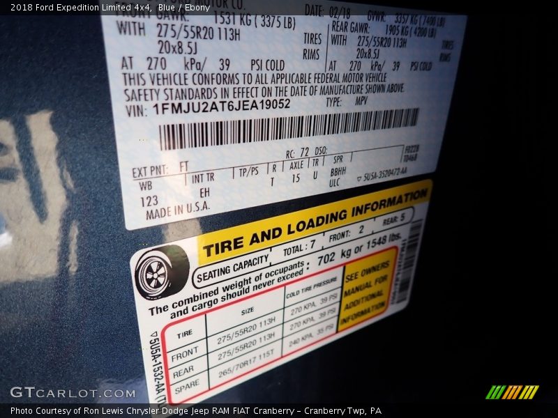 Blue / Ebony 2018 Ford Expedition Limited 4x4