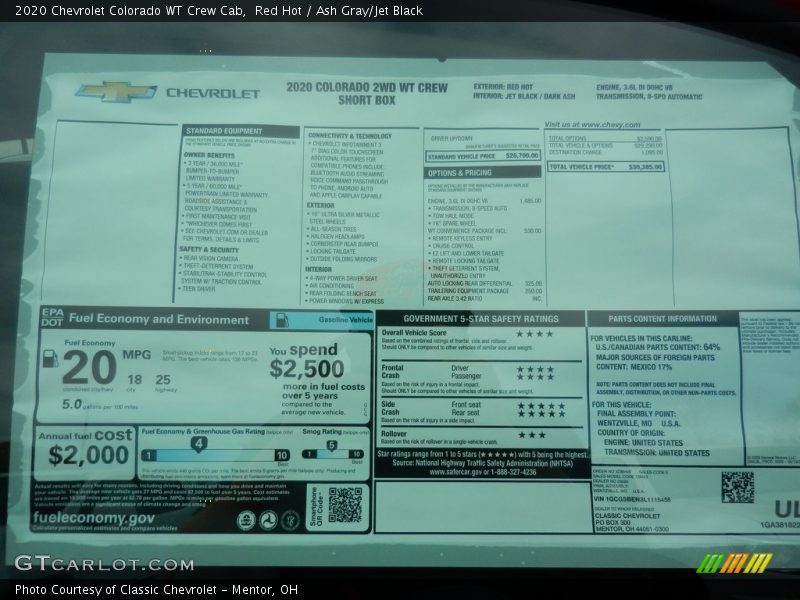  2020 Colorado WT Crew Cab Window Sticker