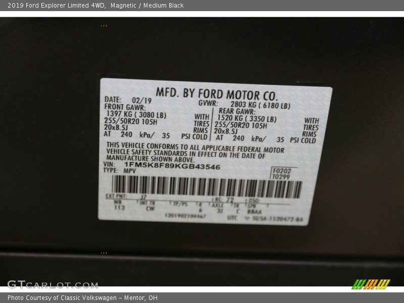 Magnetic / Medium Black 2019 Ford Explorer Limited 4WD