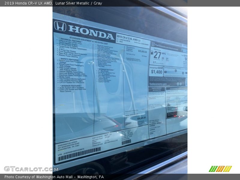 Lunar Silver Metallic / Gray 2019 Honda CR-V LX AWD