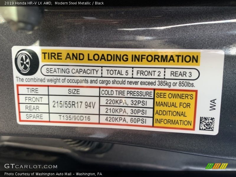 Modern Steel Metallic / Black 2019 Honda HR-V LX AWD