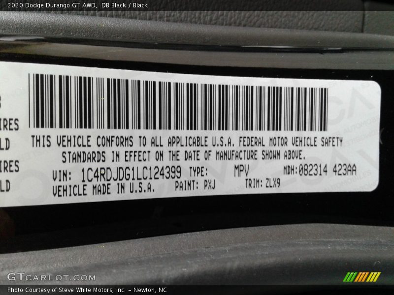 DB Black / Black 2020 Dodge Durango GT AWD