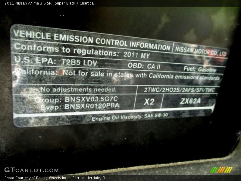 Super Black / Charcoal 2011 Nissan Altima 3.5 SR