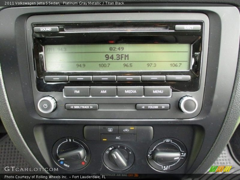 Platinum Gray Metallic / Titan Black 2011 Volkswagen Jetta S Sedan