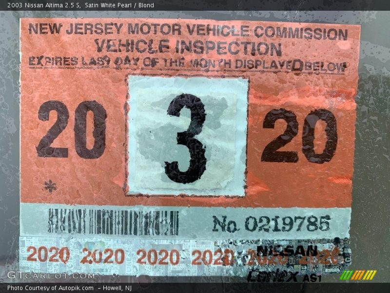 Satin White Pearl / Blond 2003 Nissan Altima 2.5 S