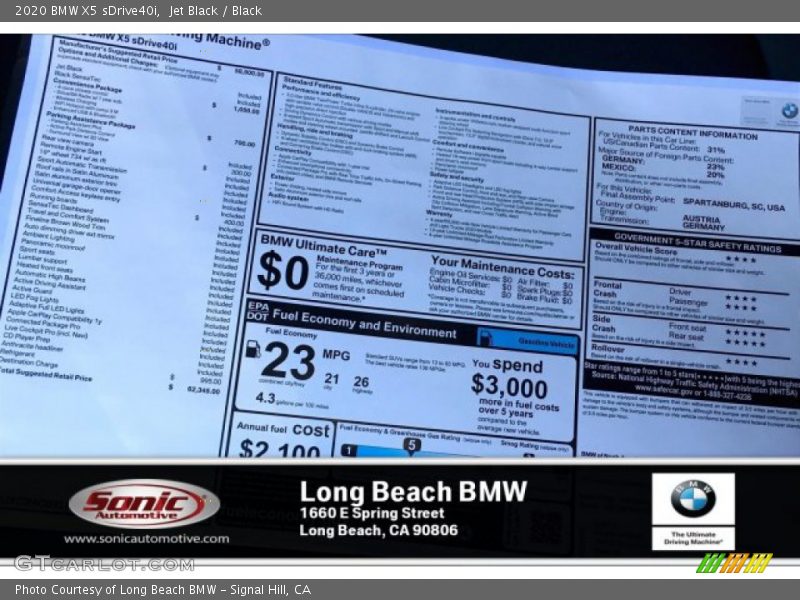 Jet Black / Black 2020 BMW X5 sDrive40i