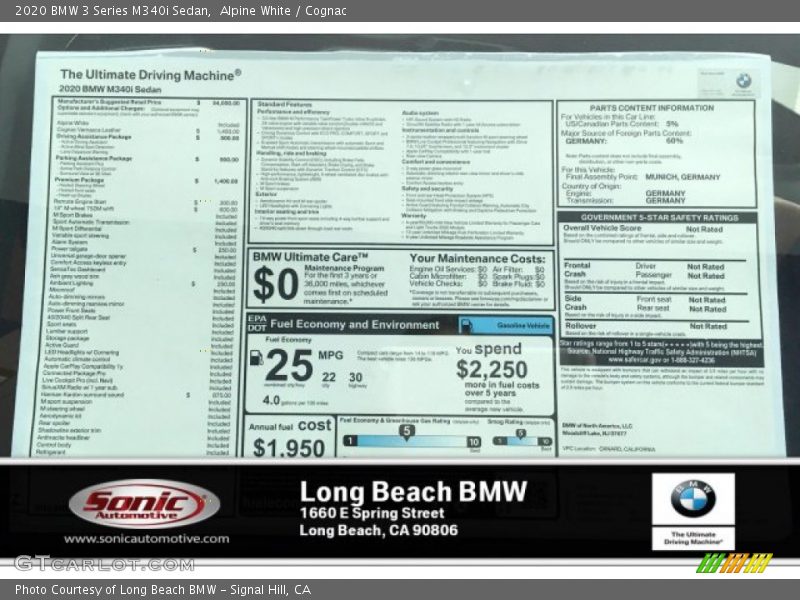 Alpine White / Cognac 2020 BMW 3 Series M340i Sedan