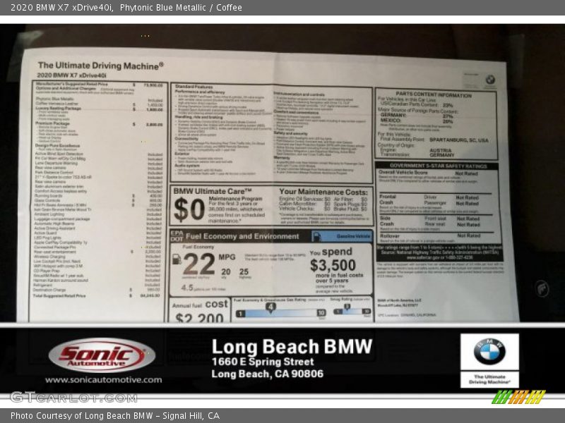 Phytonic Blue Metallic / Coffee 2020 BMW X7 xDrive40i