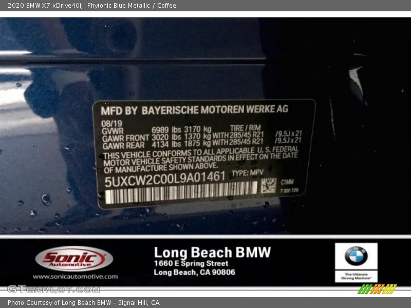 Phytonic Blue Metallic / Coffee 2020 BMW X7 xDrive40i