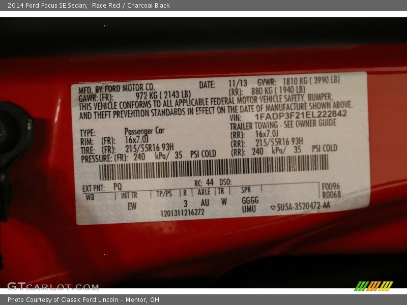 Race Red / Charcoal Black 2014 Ford Focus SE Sedan