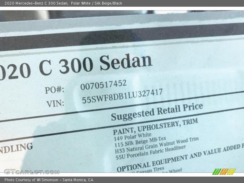 Polar White / Silk Beige/Black 2020 Mercedes-Benz C 300 Sedan