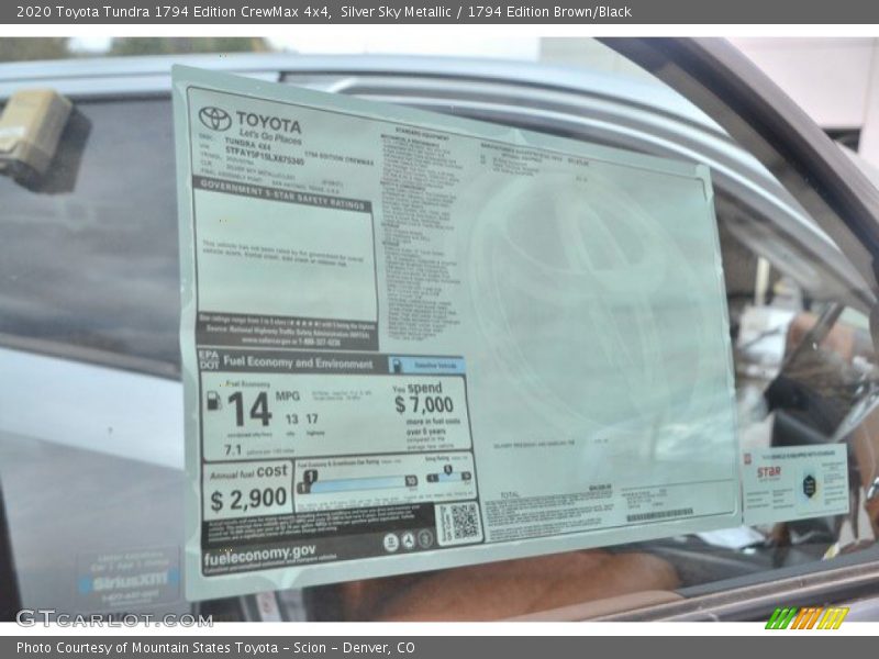  2020 Tundra 1794 Edition CrewMax 4x4 Window Sticker