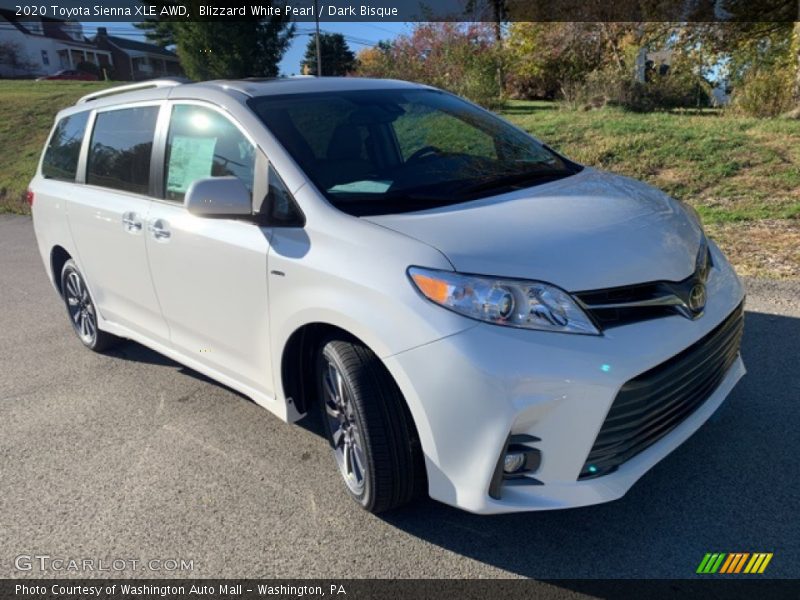 Blizzard White Pearl / Dark Bisque 2020 Toyota Sienna XLE AWD