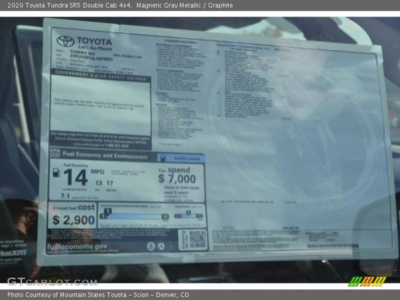 Magnetic Gray Metallic / Graphite 2020 Toyota Tundra SR5 Double Cab 4x4