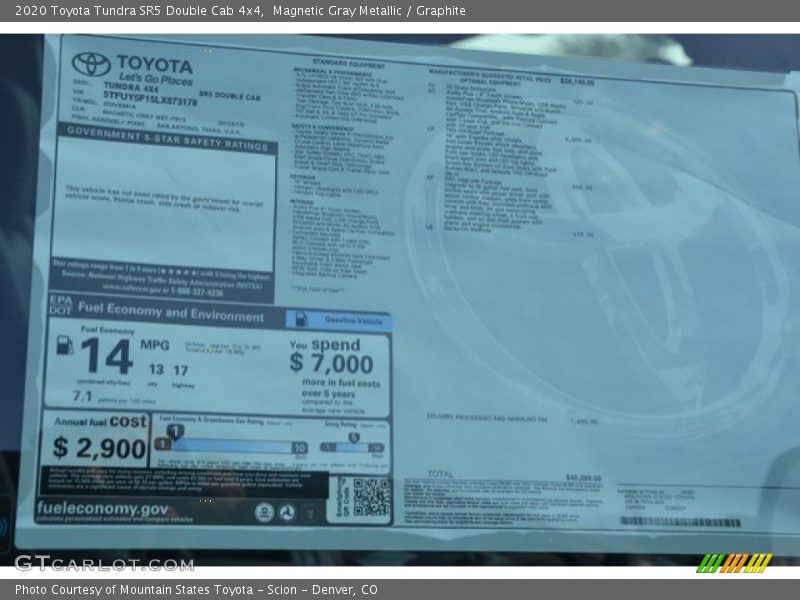 Magnetic Gray Metallic / Graphite 2020 Toyota Tundra SR5 Double Cab 4x4
