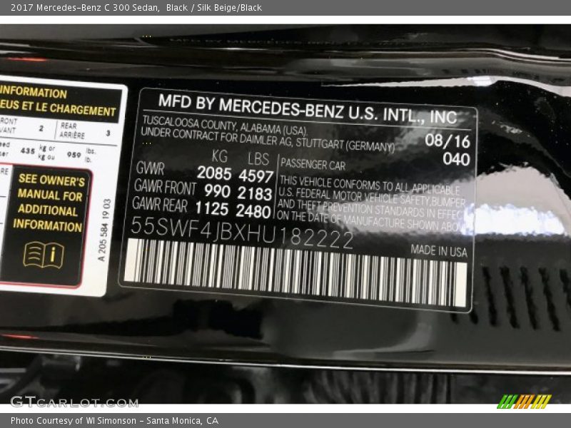 Black / Silk Beige/Black 2017 Mercedes-Benz C 300 Sedan