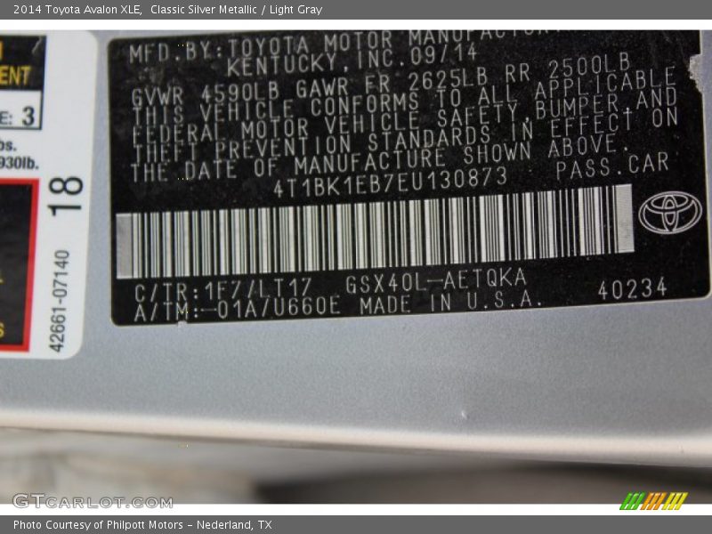 Classic Silver Metallic / Light Gray 2014 Toyota Avalon XLE