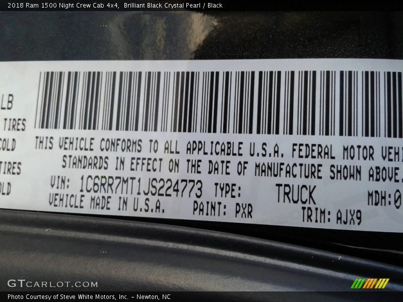 Brilliant Black Crystal Pearl / Black 2018 Ram 1500 Night Crew Cab 4x4