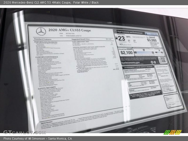  2020 CLS AMG 53 4Matic Coupe Window Sticker