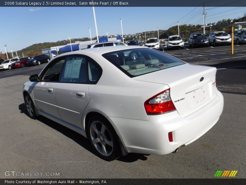 Satin White Pearl / Off Black 2008 Subaru Legacy 2.5i Limited Sedan