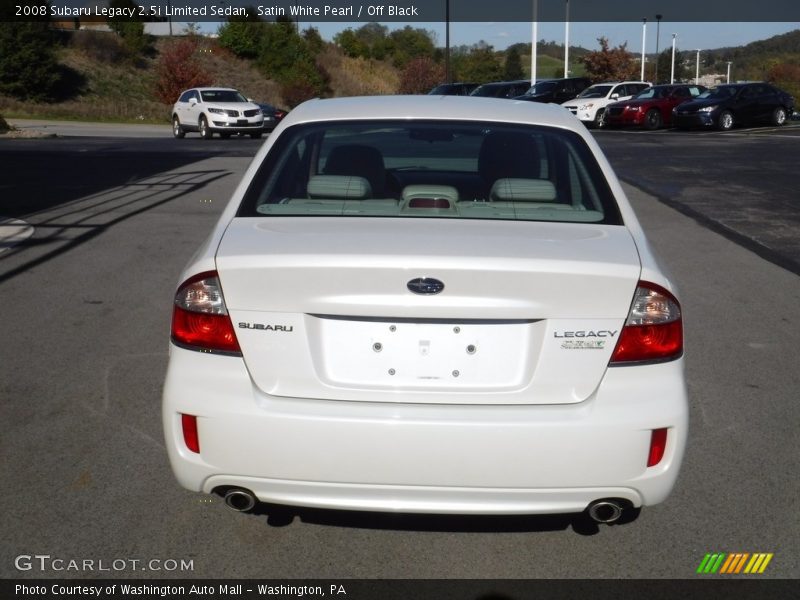 Satin White Pearl / Off Black 2008 Subaru Legacy 2.5i Limited Sedan