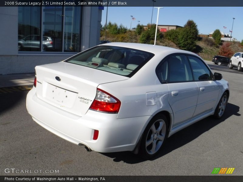 Satin White Pearl / Off Black 2008 Subaru Legacy 2.5i Limited Sedan