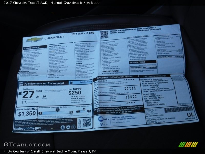 Nightfall Gray Metallic / Jet Black 2017 Chevrolet Trax LT AWD