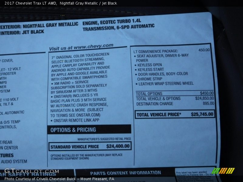Nightfall Gray Metallic / Jet Black 2017 Chevrolet Trax LT AWD