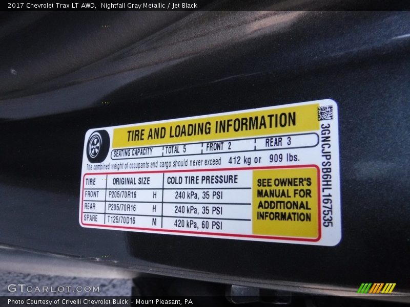 Nightfall Gray Metallic / Jet Black 2017 Chevrolet Trax LT AWD