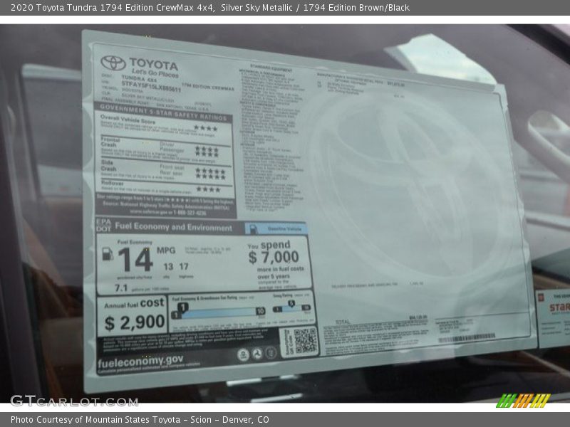Silver Sky Metallic / 1794 Edition Brown/Black 2020 Toyota Tundra 1794 Edition CrewMax 4x4