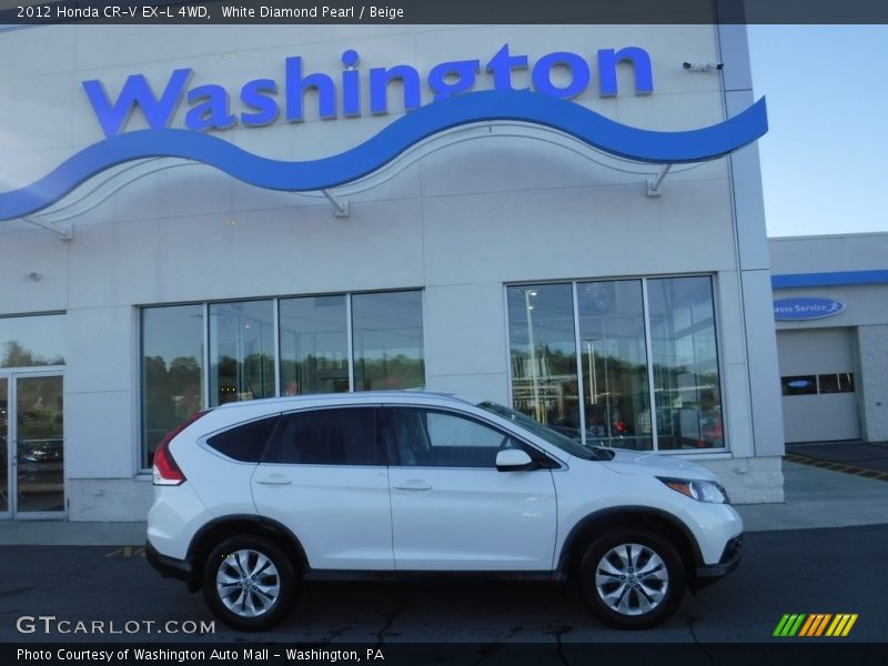 White Diamond Pearl / Beige 2012 Honda CR-V EX-L 4WD