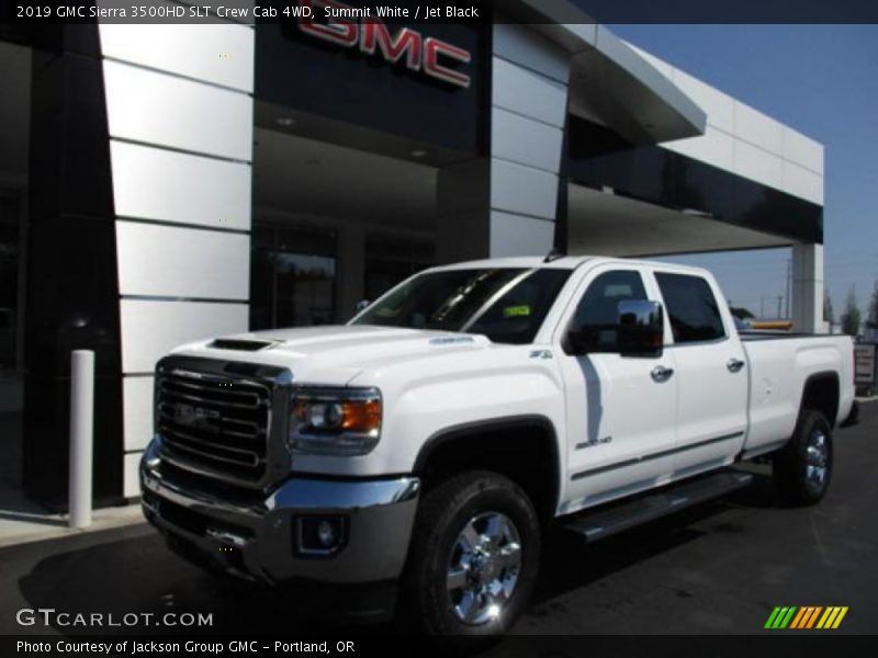 Summit White / Jet Black 2019 GMC Sierra 3500HD SLT Crew Cab 4WD