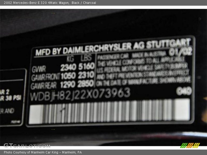 Black / Charcoal 2002 Mercedes-Benz E 320 4Matic Wagon