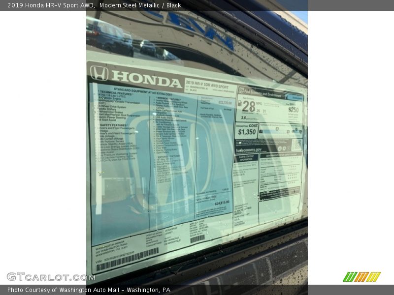 Modern Steel Metallic / Black 2019 Honda HR-V Sport AWD