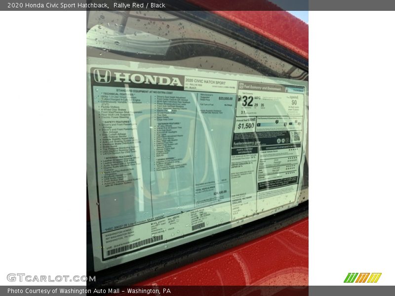 Rallye Red / Black 2020 Honda Civic Sport Hatchback