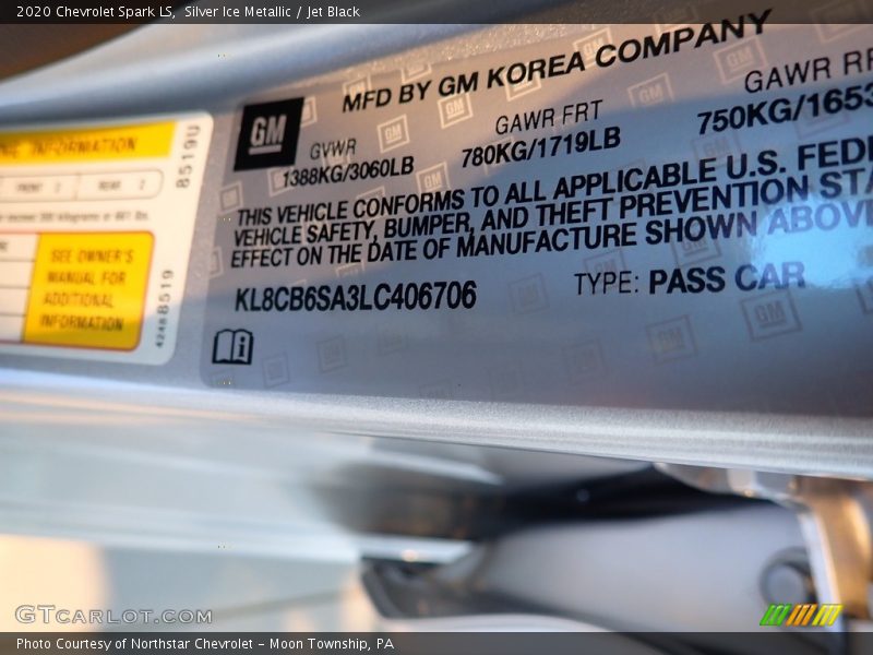 Silver Ice Metallic / Jet Black 2020 Chevrolet Spark LS