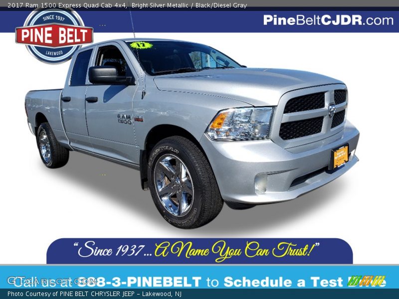 Bright Silver Metallic / Black/Diesel Gray 2017 Ram 1500 Express Quad Cab 4x4