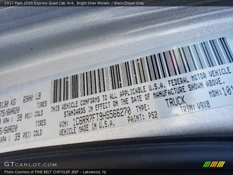 Bright Silver Metallic / Black/Diesel Gray 2017 Ram 1500 Express Quad Cab 4x4