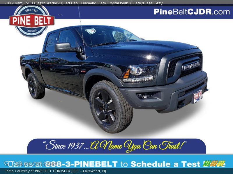 Diamond Black Crystal Pearl / Black/Diesel Gray 2019 Ram 1500 Classic Warlock Quad Cab