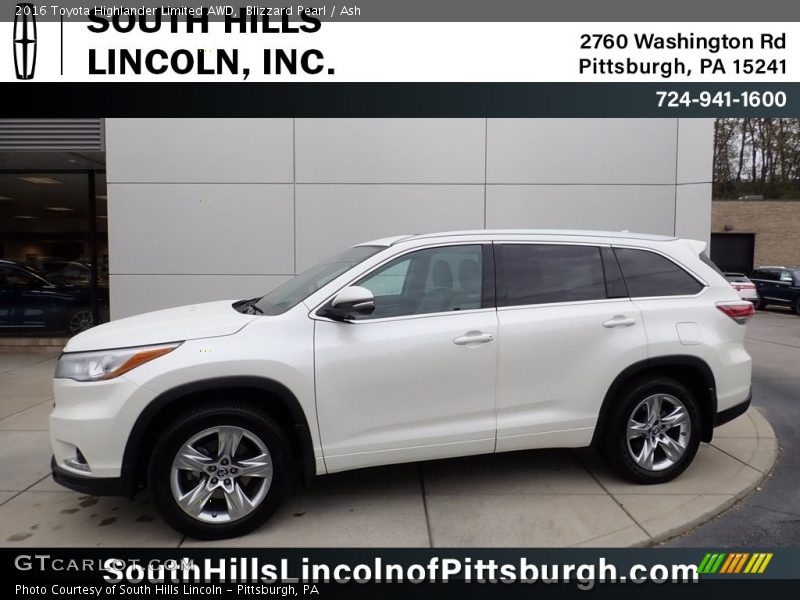 Blizzard Pearl / Ash 2016 Toyota Highlander Limited AWD
