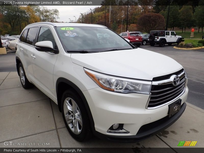 Blizzard Pearl / Ash 2016 Toyota Highlander Limited AWD