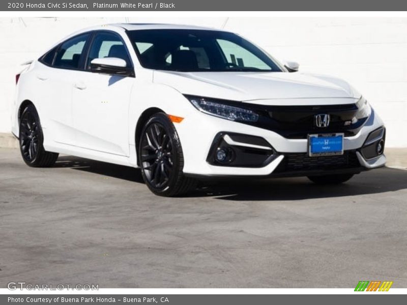 Platinum White Pearl / Black 2020 Honda Civic Si Sedan