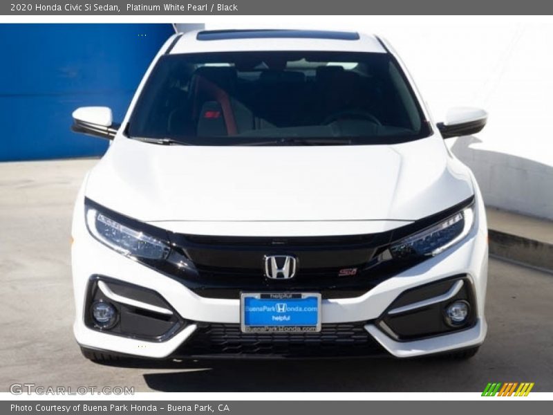 Platinum White Pearl / Black 2020 Honda Civic Si Sedan