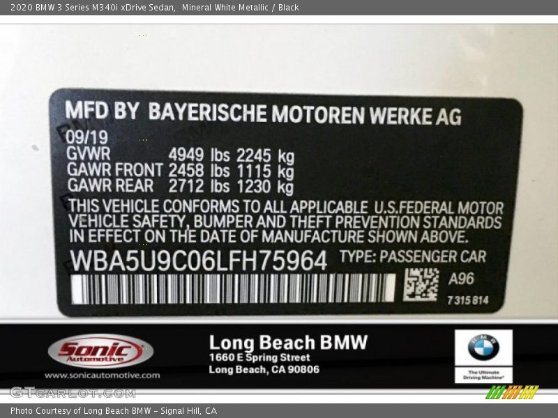 Mineral White Metallic / Black 2020 BMW 3 Series M340i xDrive Sedan