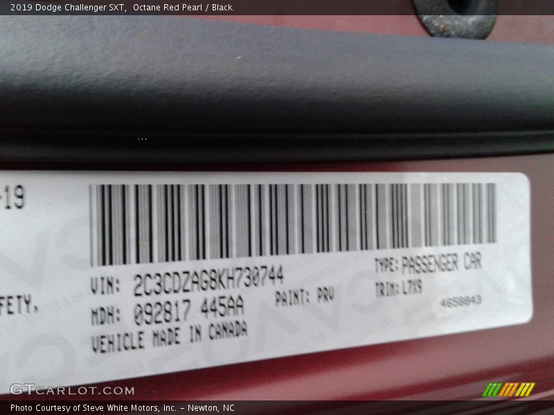 Octane Red Pearl / Black 2019 Dodge Challenger SXT