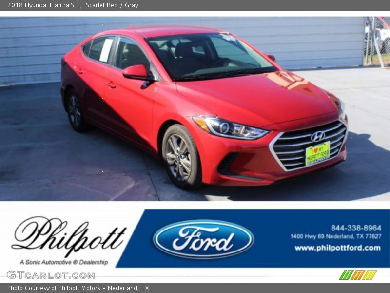Scarlet Red / Gray 2018 Hyundai Elantra SEL