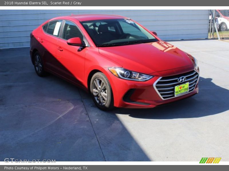 Scarlet Red / Gray 2018 Hyundai Elantra SEL