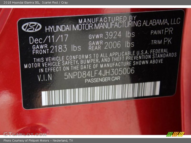 Scarlet Red / Gray 2018 Hyundai Elantra SEL