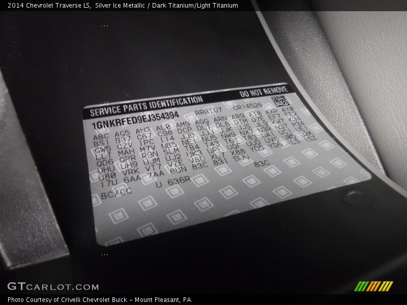 Silver Ice Metallic / Dark Titanium/Light Titanium 2014 Chevrolet Traverse LS