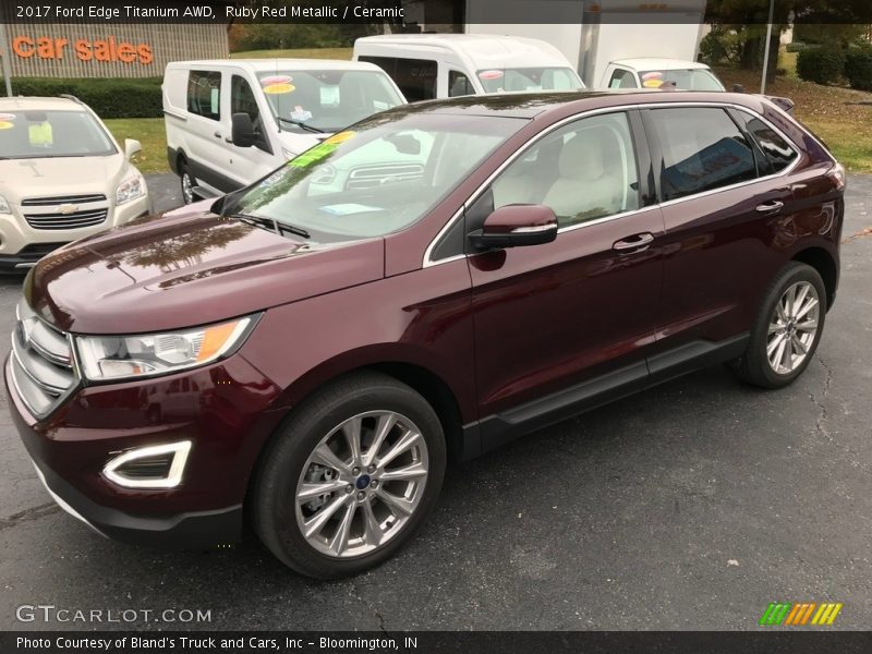 Ruby Red Metallic / Ceramic 2017 Ford Edge Titanium AWD